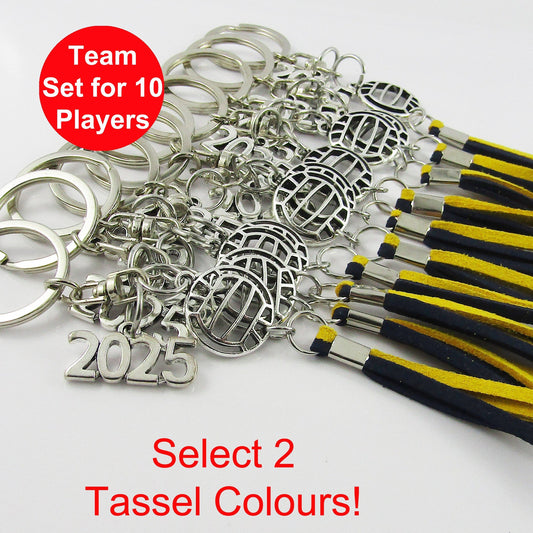 2025 NETBALL Charm Set of 10 Keychain Bag Tag Sports Gift Select Tassel Colours