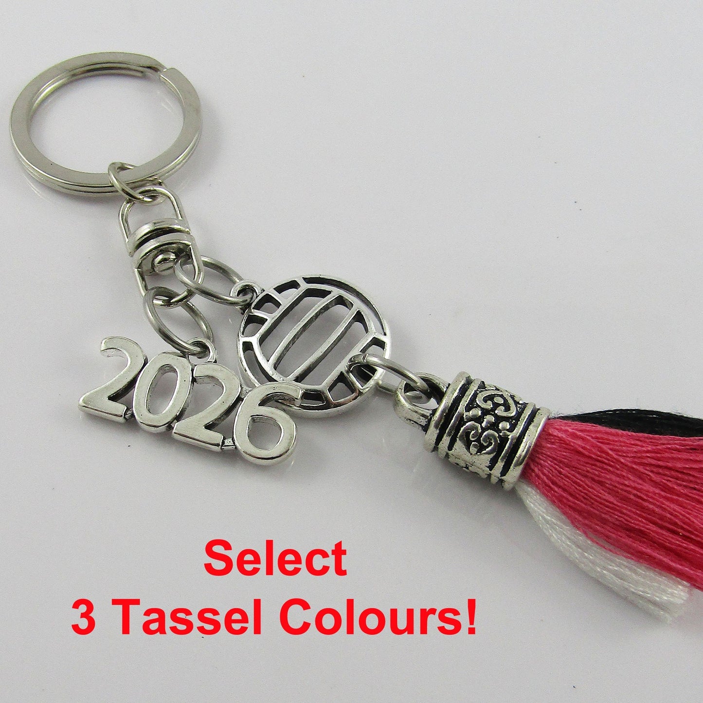 Team Set of 12 Personalised 3 Colour Tassel 2026 NETBALL Keychain Sport Gift