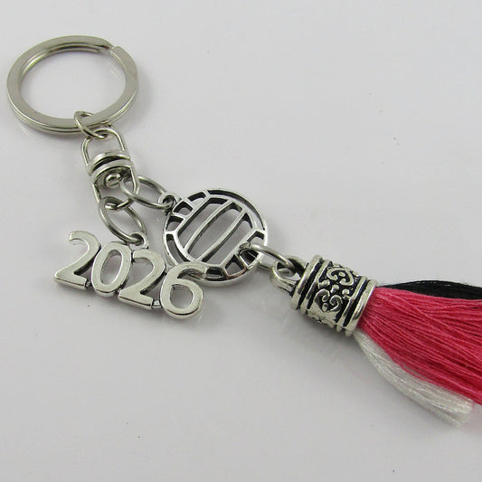 Personalised 3 Colour Tassel 2026 NETBALL Charm Keychain Bag Tag Sport Gift