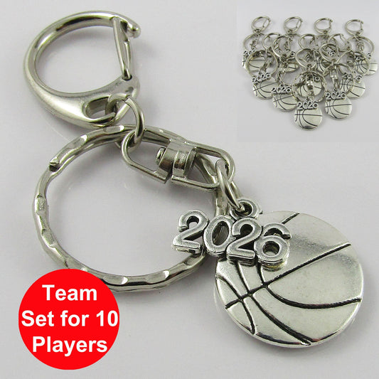 Team Set of 10 BASKETBALL 2026 Charm Keychain Coach Sports End Of Season Gift