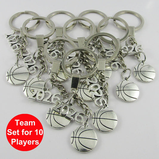 2026 Team Set of 10 BASKETBALL Charm Keychain Coach Sports End Of Season Gift