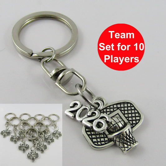 Team Set of 10 BASKETBALL Hoop 2026 Charm Keychain Coach Sports Season End Gift
