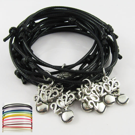 2025 I Love Baseball Charm Bracelet Adjustable Unisex Sports Team Gift Set of 10