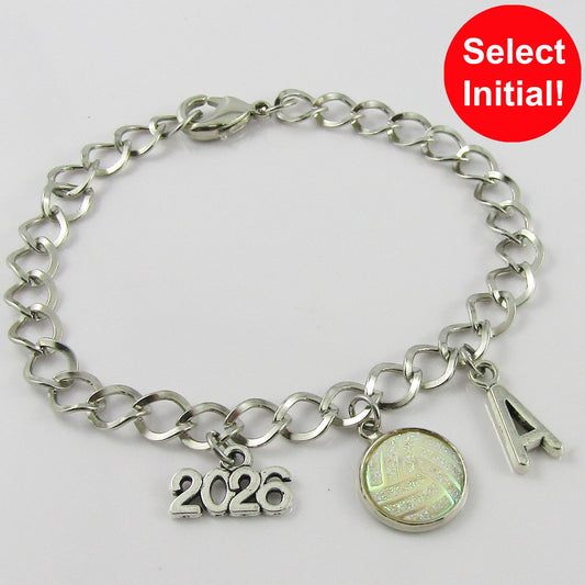 Personalised 2026 Netball Charm Bracelet 20cm Sports Team Gift Select Initial