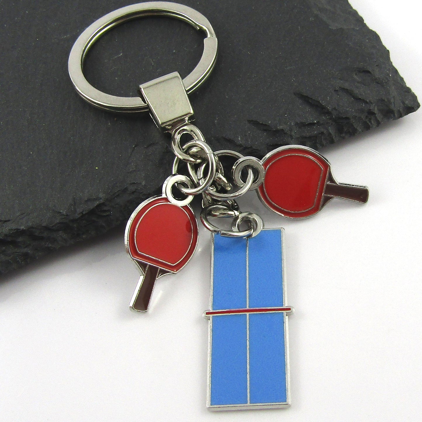 Table Tennis Paddles & Table Charm Keychain 102mm Coach Sport End Of Season Gift