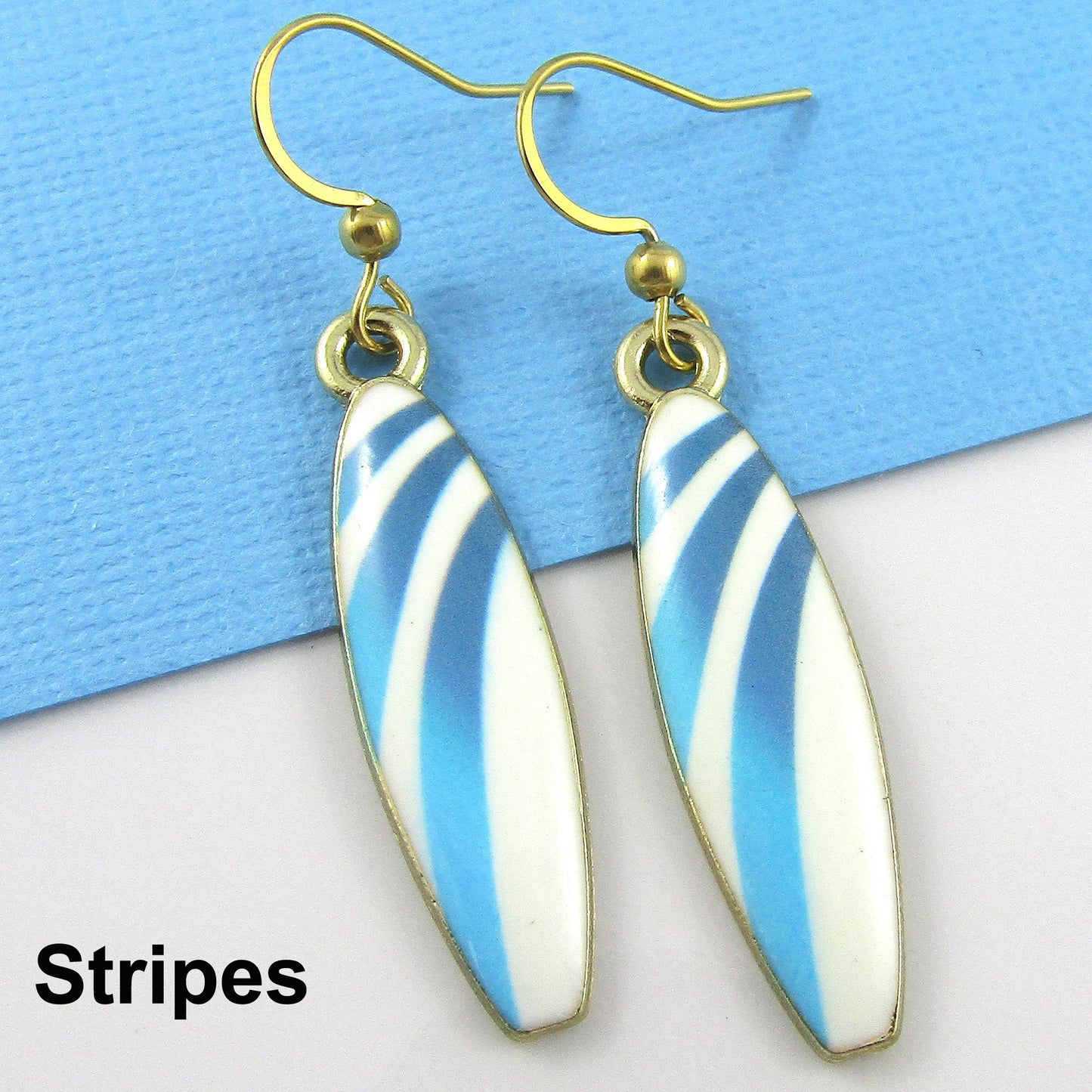 Enamel Surfboard Earrings 49mm GP Stainless Steel Hooks Select Design