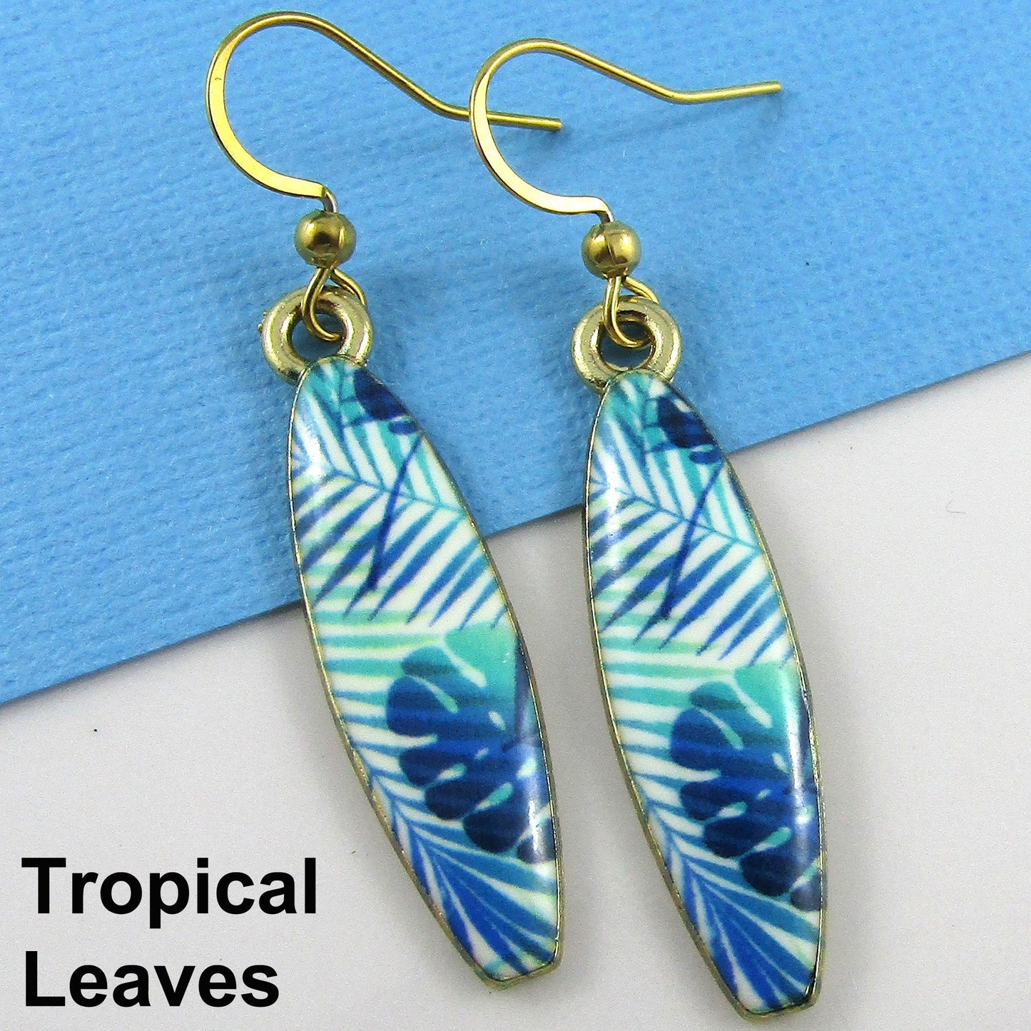 Enamel Surfboard Earrings 49mm GP Stainless Steel Hooks Select Design