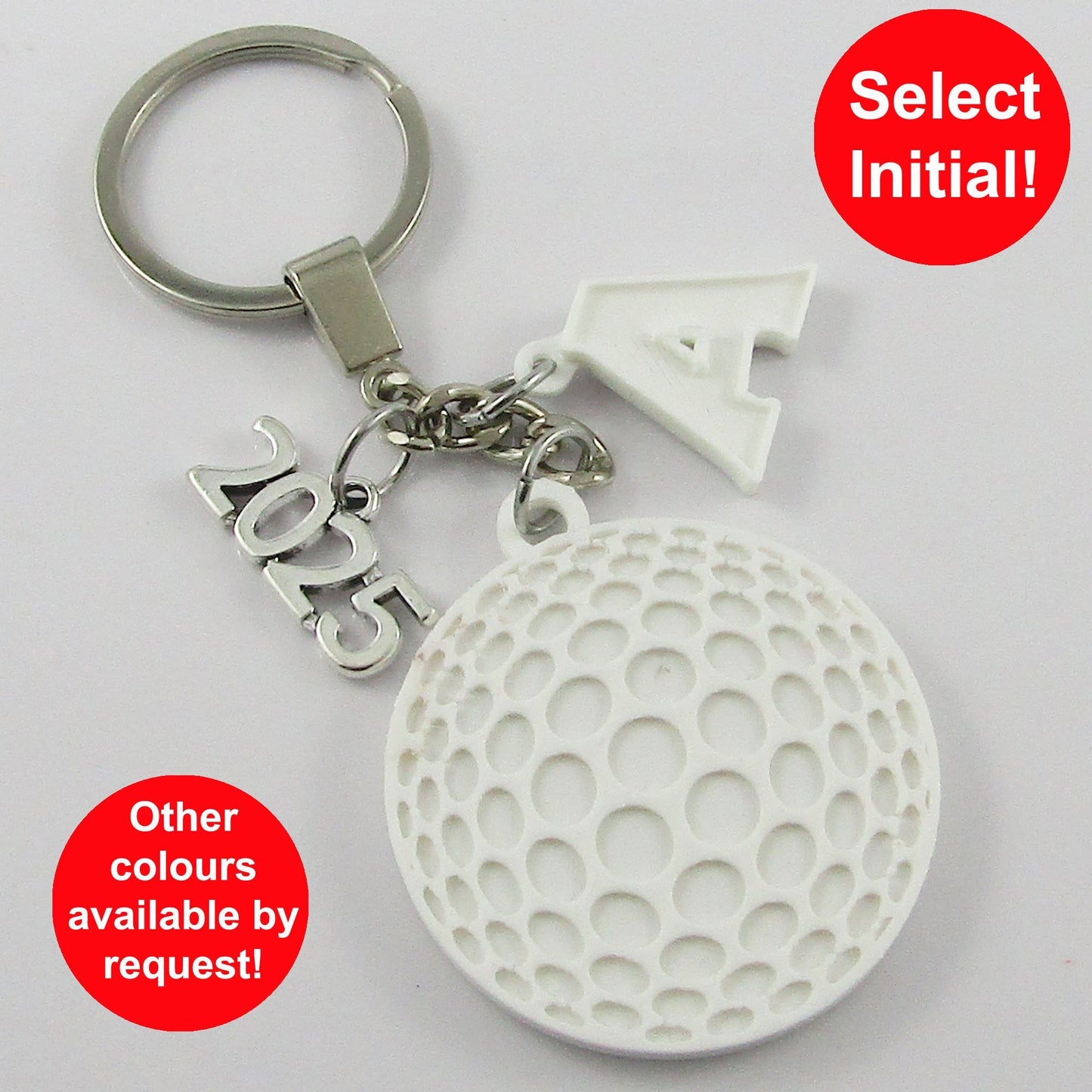 Personalised 2025 Golf Ball Charm Keychain 115mm Coach Sport Gift Select Initial