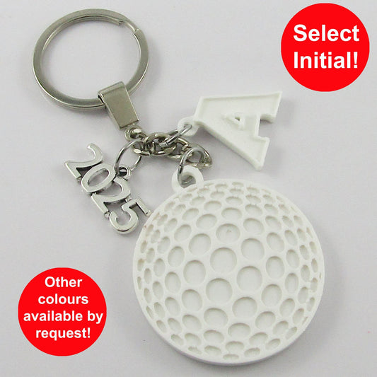 Personalised 2025 Golf Ball Charm Keychain 115mm Coach Sport Gift Select Initial