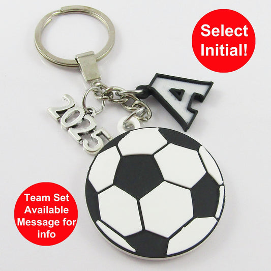 Personalised 2025 Soccer Ball Charm Keychain 115mm Sports Gift Select Initial