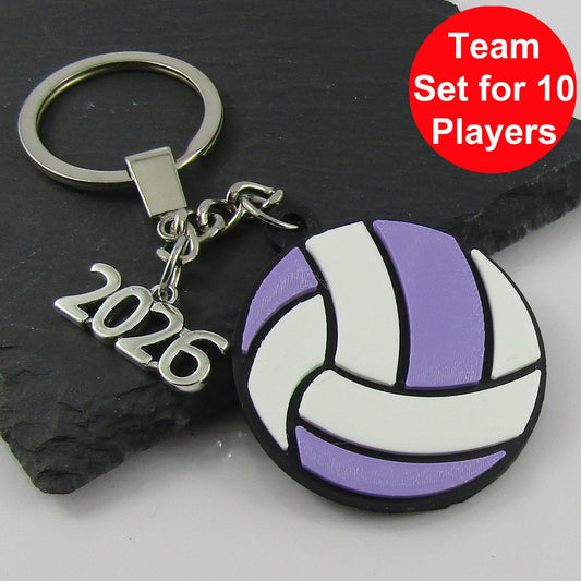 2026 Netball Charm Keychain 115mm Coach Sports Gift Lilac White Team Set of 10
