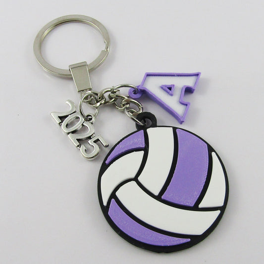 Personalised 2025 Netball Charm Keychain Lilac and White Sport Gift Pick Initial