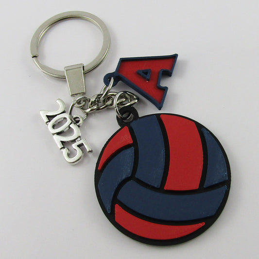 Personalised 2025 Netball Charm Keychain Blue and Red Sport Gift Pick Initial