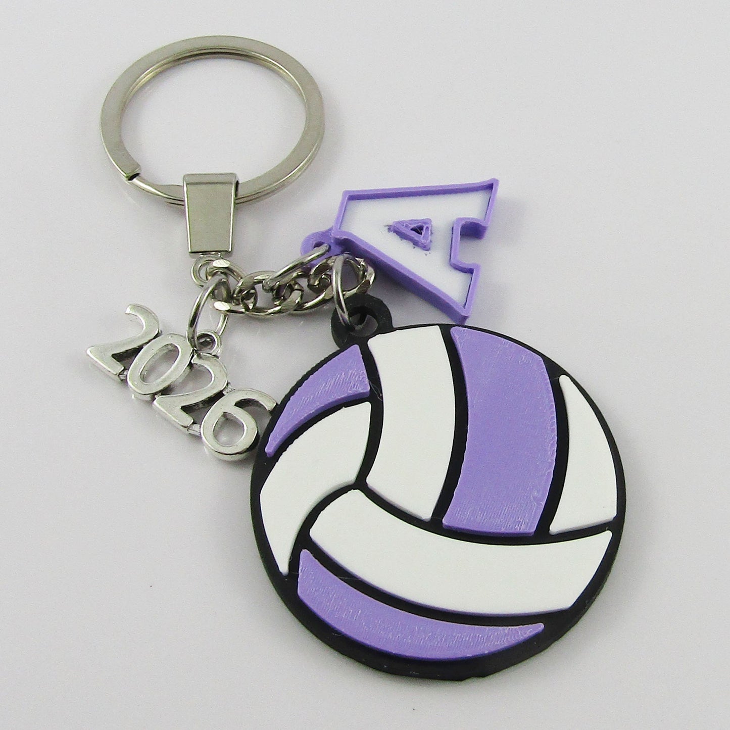 Personalised 2026 Netball Charm Keychain Lilac and White Sport Gift Pick Initial