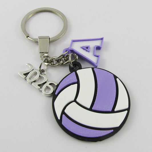 Personalised 2026 Netball Charm Keychain Lilac and White Sport Gift Pick Initial