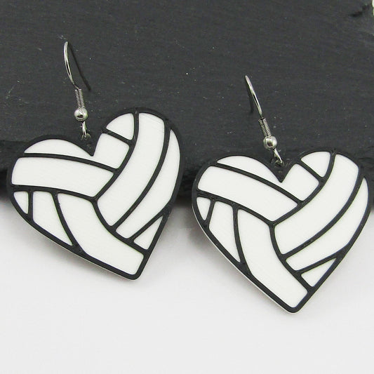 Love Heart Netball Earrings 35mm Stainless Steel Hooks