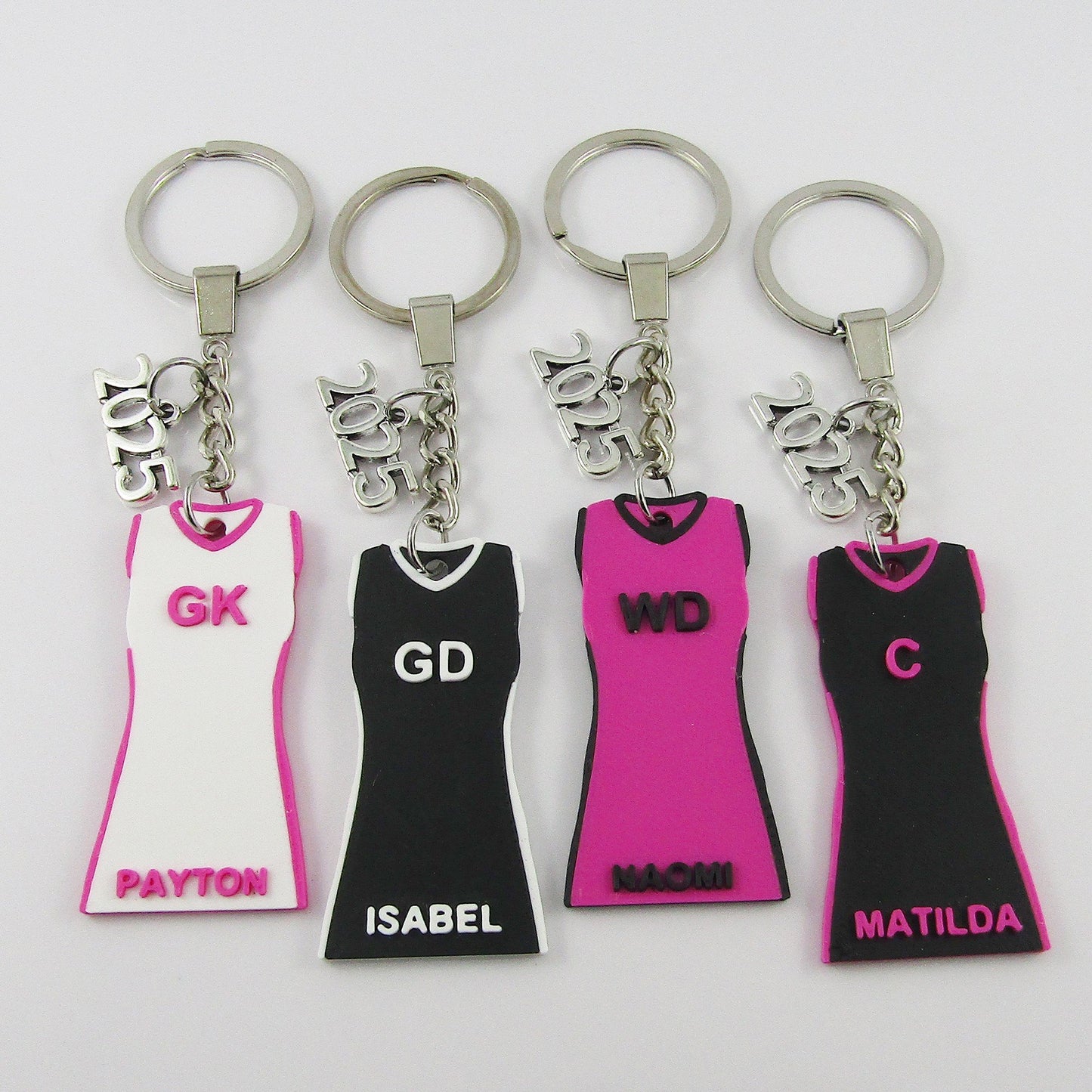 Set of 10 Personalised 2025 Netball Jersey Dress select Colour Name and Position