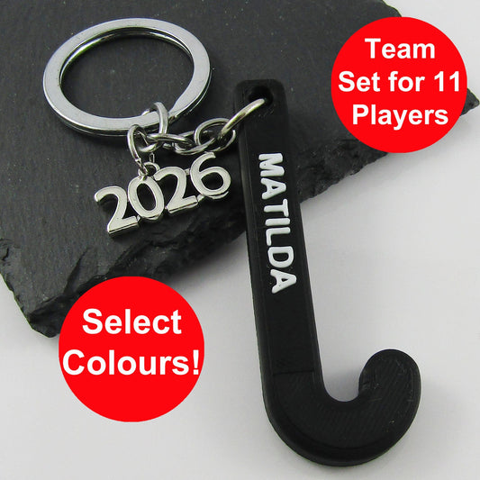 Team Set of 11 Personalised 2026 Hockey Sports Keychain select Colours and Name