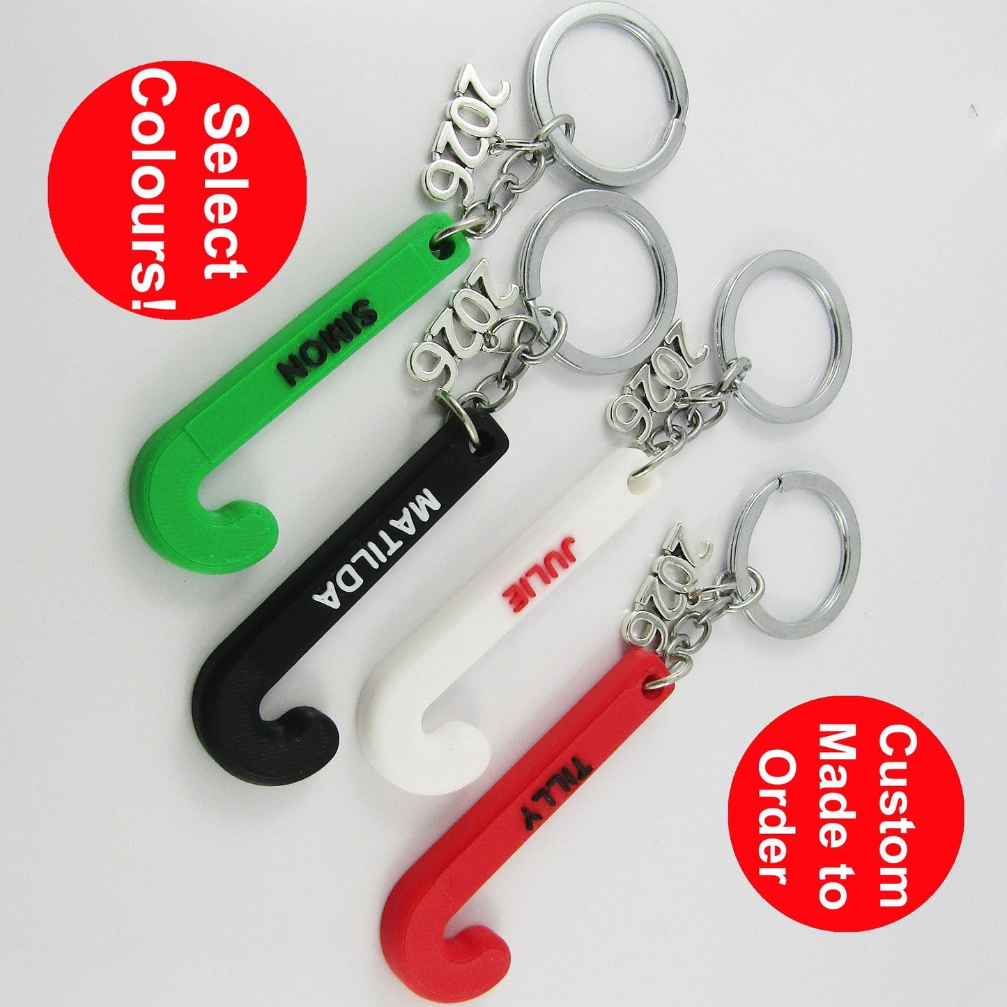 Personalised 2026 Hockey Sports Keychain select Colours and Name
