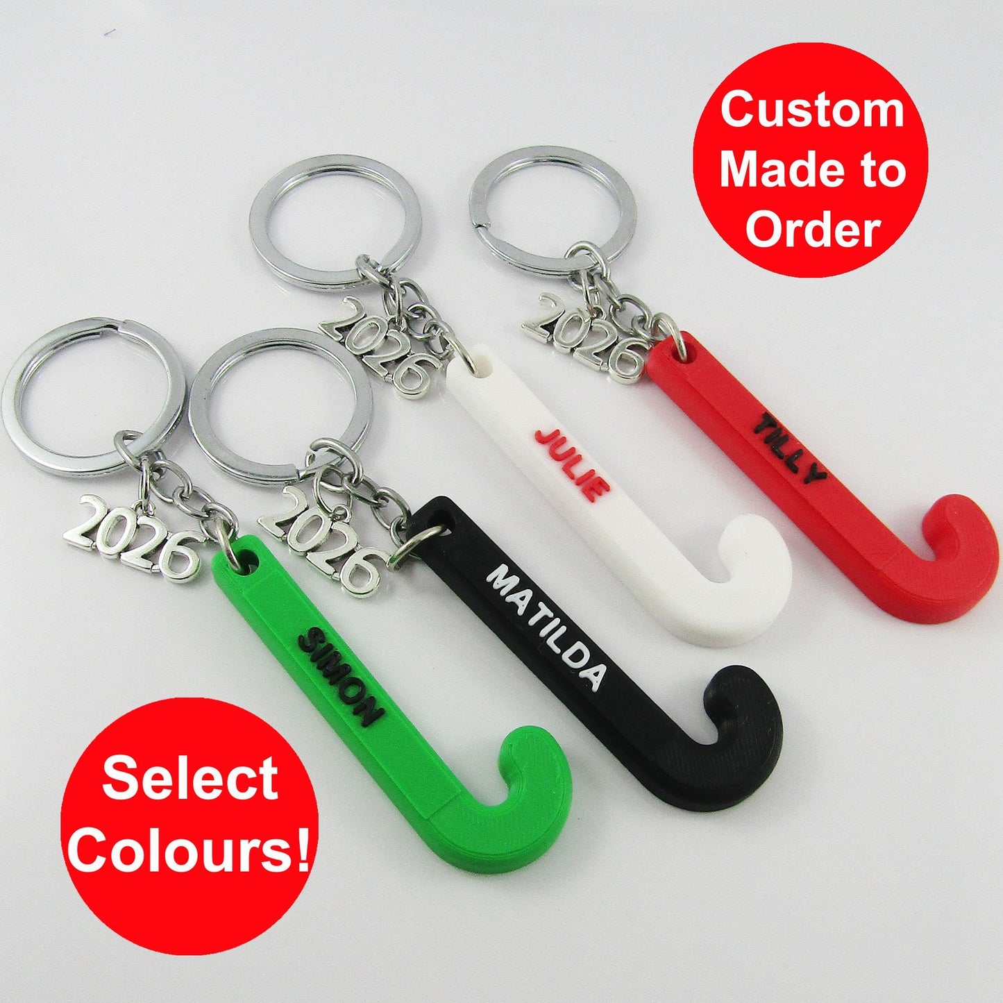 Personalised 2026 Hockey Sports Keychain select Colours and Name