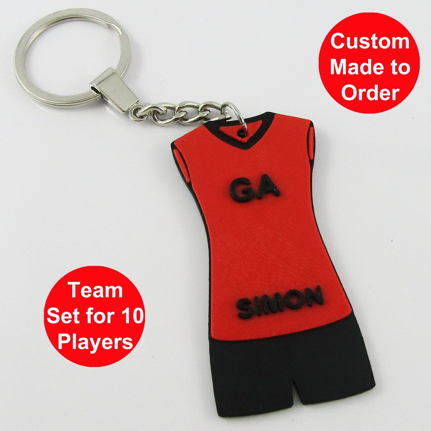 Set of 10 Personalised Mens Netball Jersey Short select Colour Name and Position