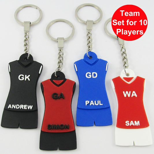 Set of 10 Personalised Mens Netball Jersey Short select Colour Name and Position