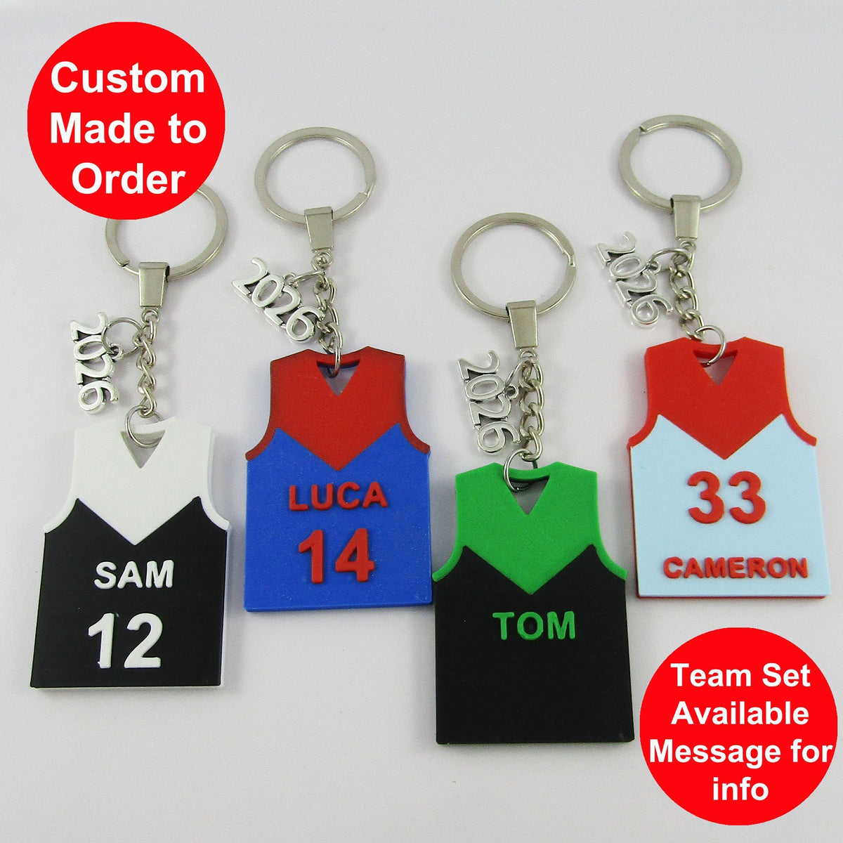 2026 Football Jersey Jumper Shirt AFL keychain in your choice of colours