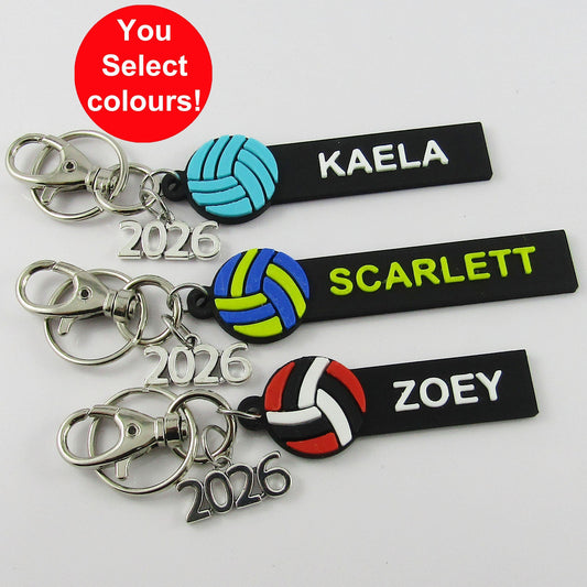 2026 Custom Coloured Personalised Netball Name Keychains