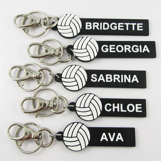 Personalised Netball Name Keychain Black Keychain with White Netball