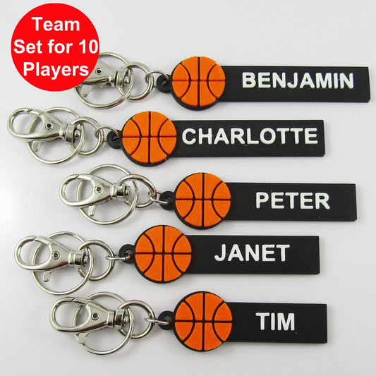 Set of 10 Basketball Name Keychains Select Name and Colours
