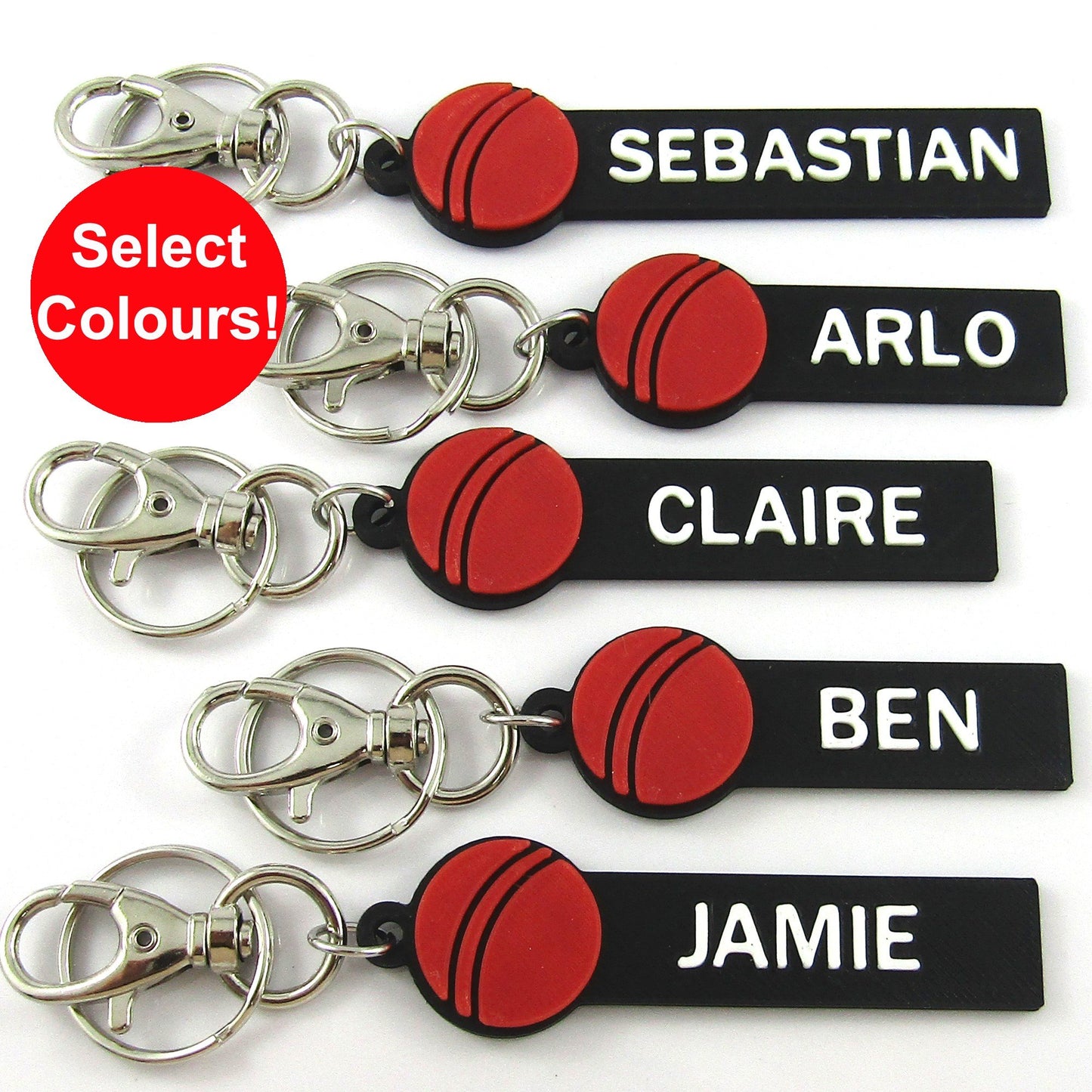 Personalised Cricket Name Keychain Select Colours