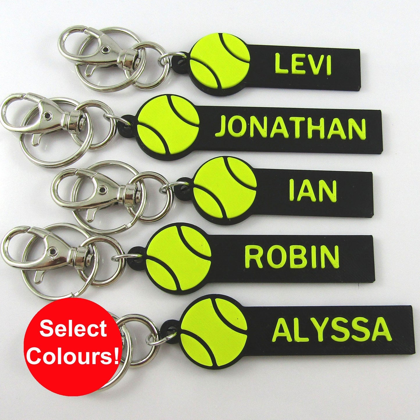 Personalised Tennis Name Keychain Select Colours