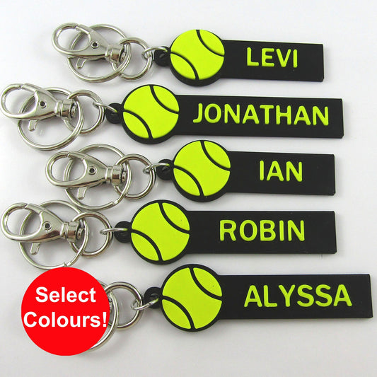 Personalised Tennis Name Keychain Select Colours