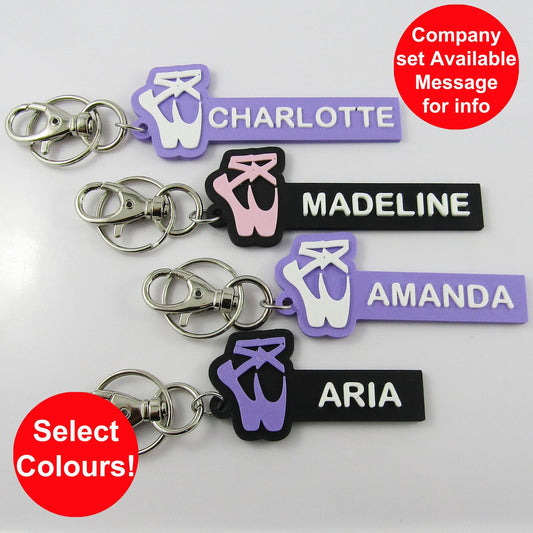 Personalised Ballet Point Shoe Name Keychain Select Colours