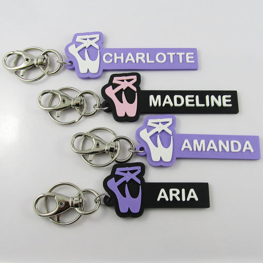 Personalised Ballet Point Shoe Name Keychain Select Colours