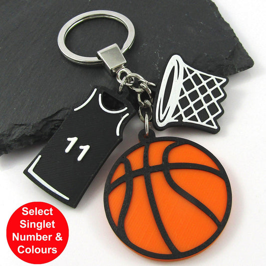 Basketball Singlet Hoop Keychain Sports End Of Season Coach Player Gift