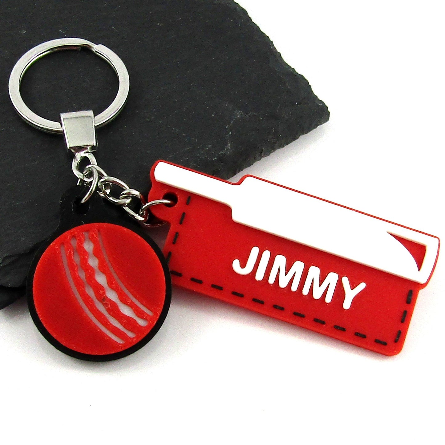 Team Set of 12 Personalised Cricket Bat and Ball Keychains