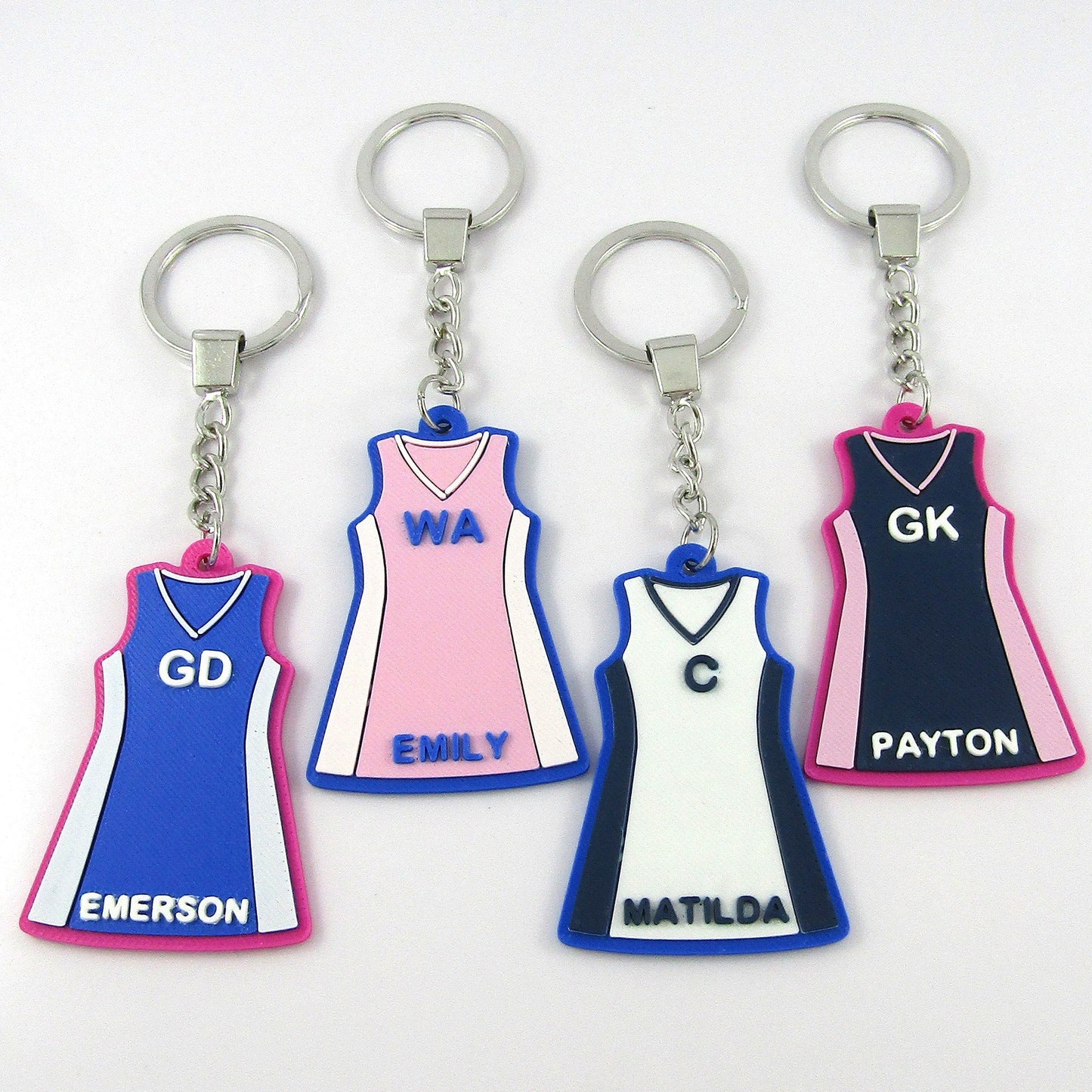 Deluxe 4 colour Personalised Netball Jersey Dress select Colours Name Position