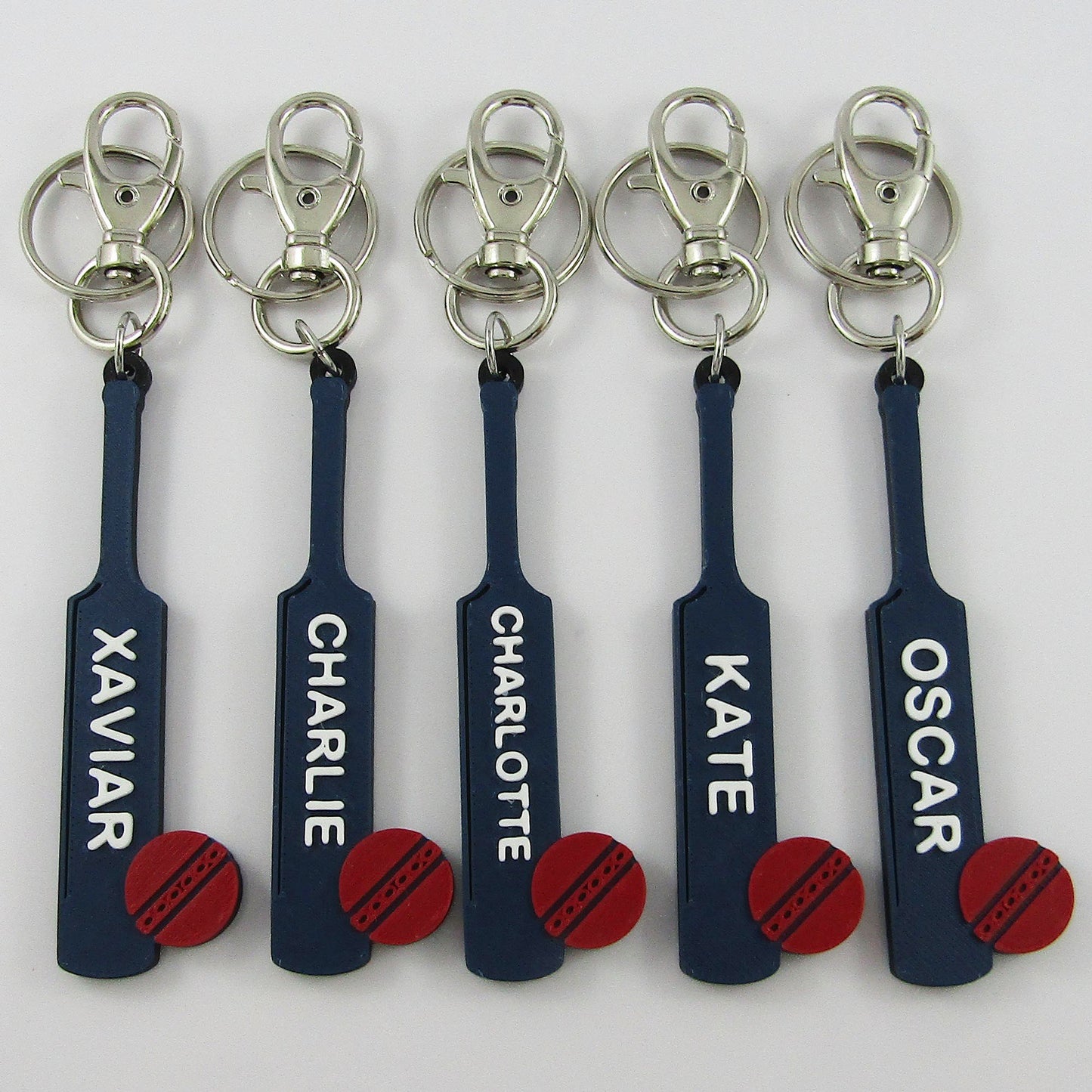 Personalised Cricket Bat and Ball Name Keychain
