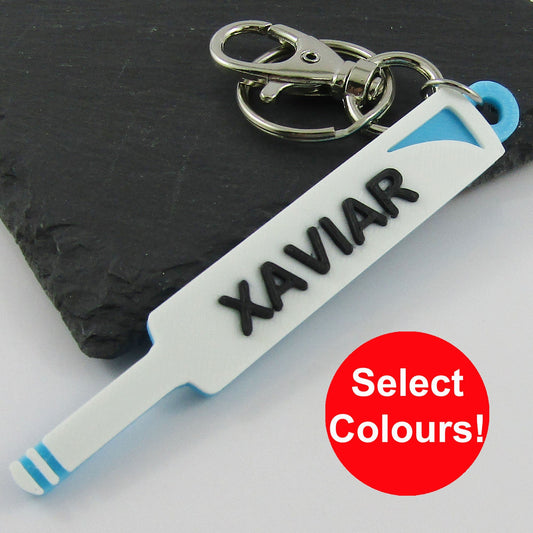 Team Set of 11 Personalised Cricket Bat Name Keychains