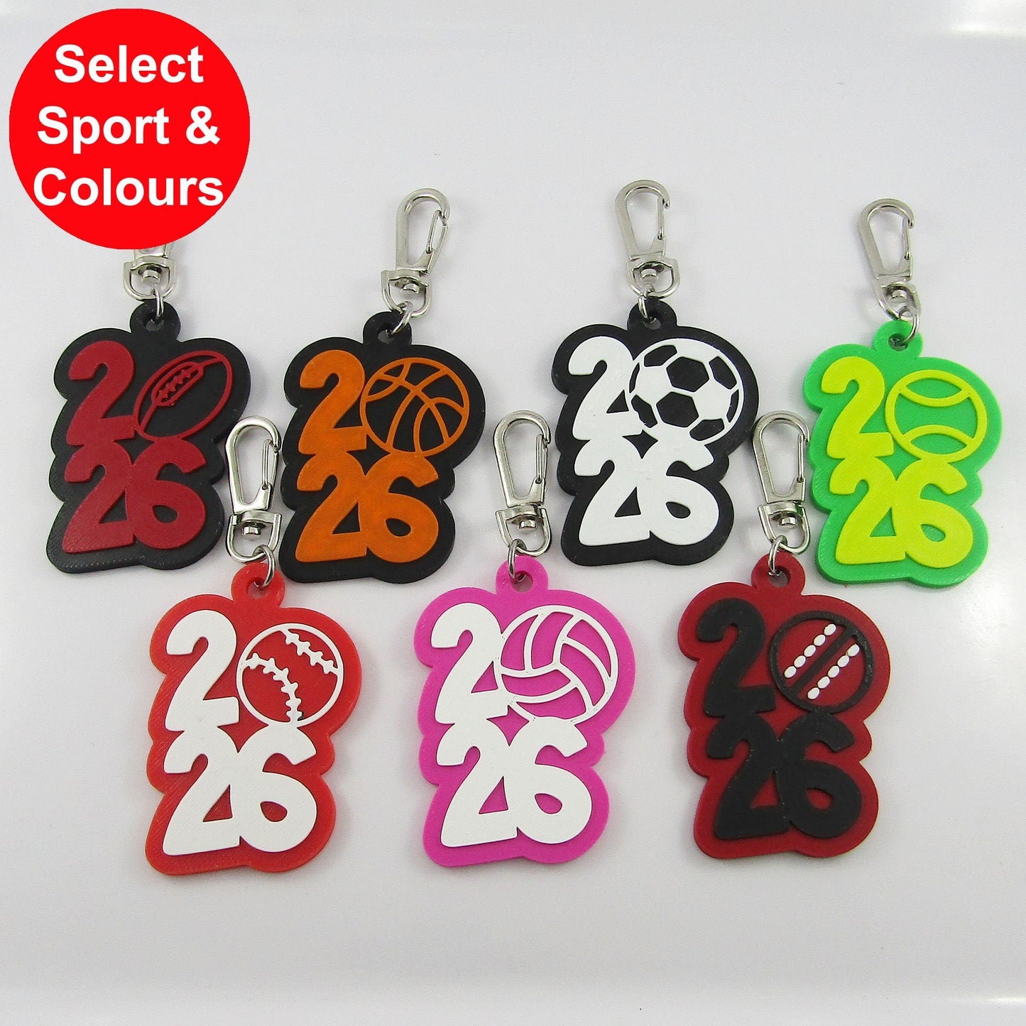 2026 Sport Bag Tag Keychain Select Sport and Colours