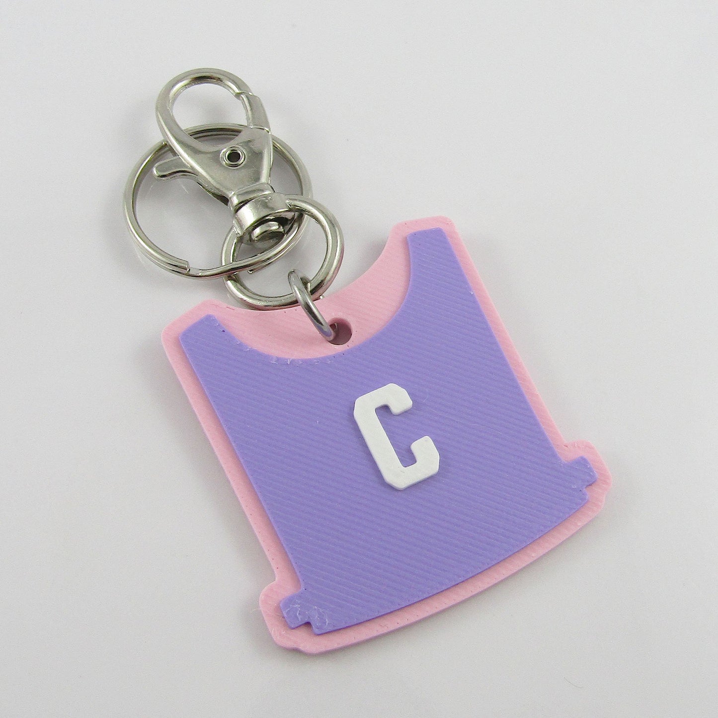 Deluxe Netball Bib keychain bagtag gift with your choice of colours and position