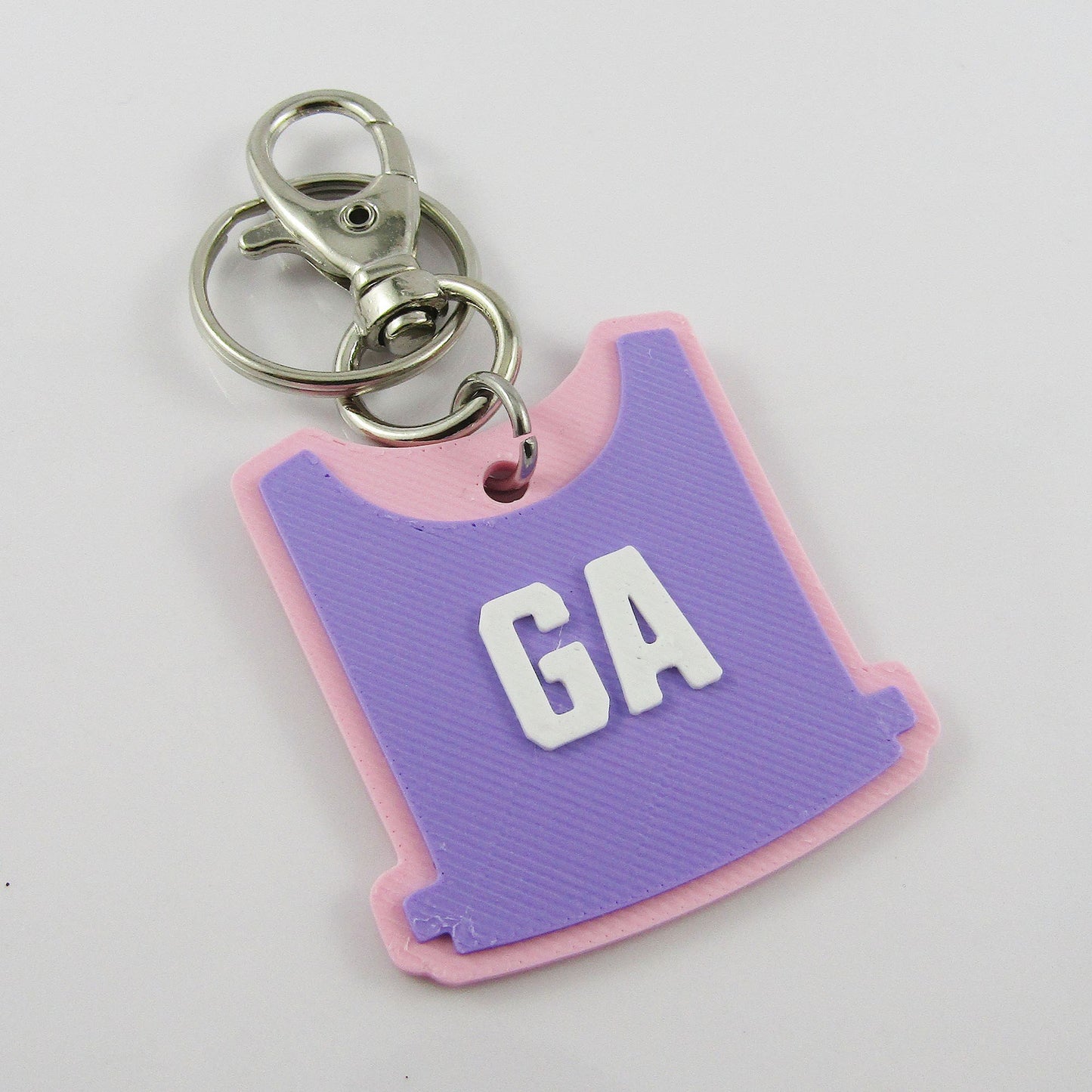 Deluxe Netball Bib keychain bagtag gift with your choice of colours and position