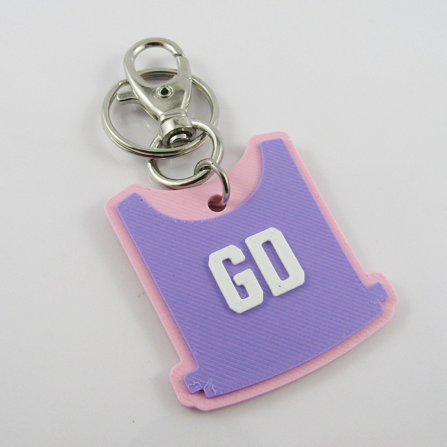 Deluxe Netball Bib keychain bagtag gift with your choice of colours and position