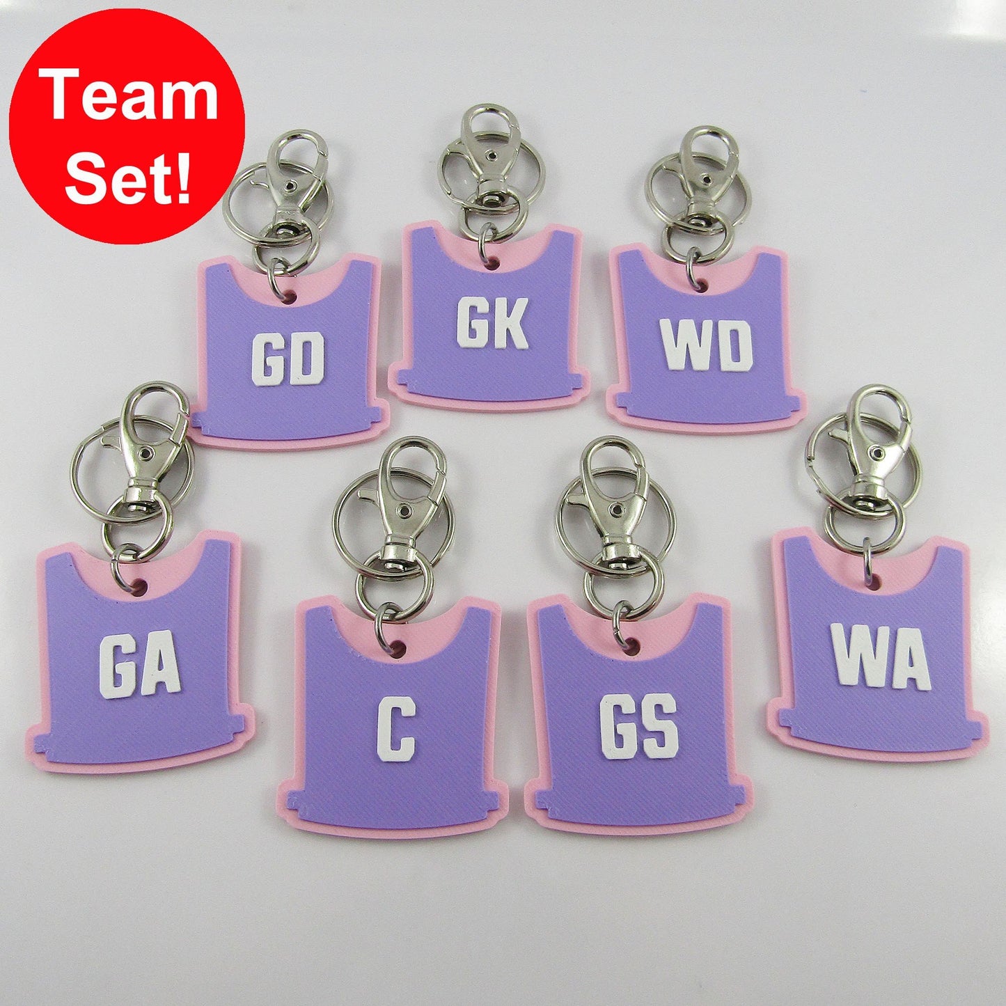 Deluxe Netball Bib keychain bagtag gift with your choice of colours and position