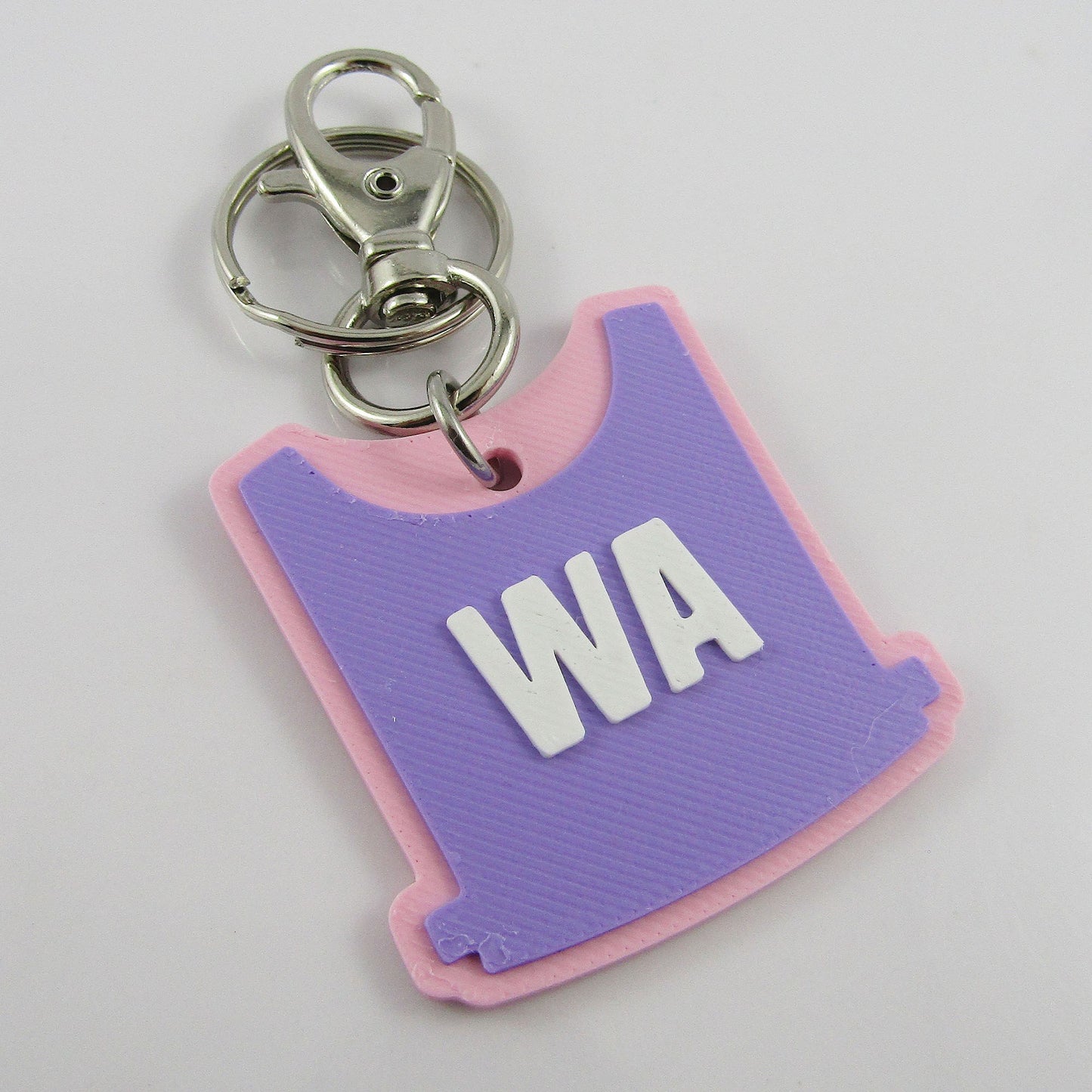 Deluxe Netball Bib keychain bagtag gift with your choice of colours and position