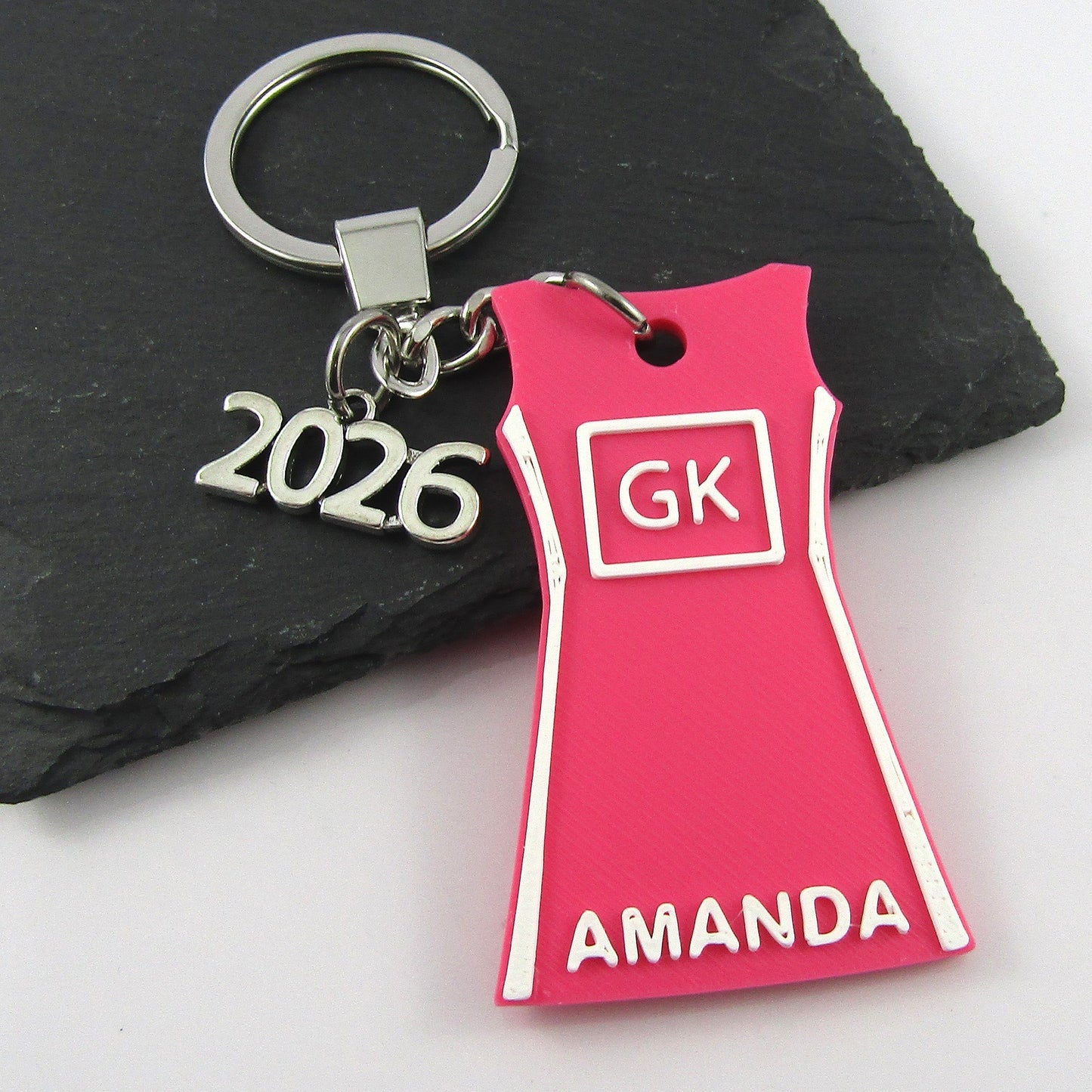 2026 Team Set of 10 Netball Jersey Dress Keychain pick Colour Name and Position