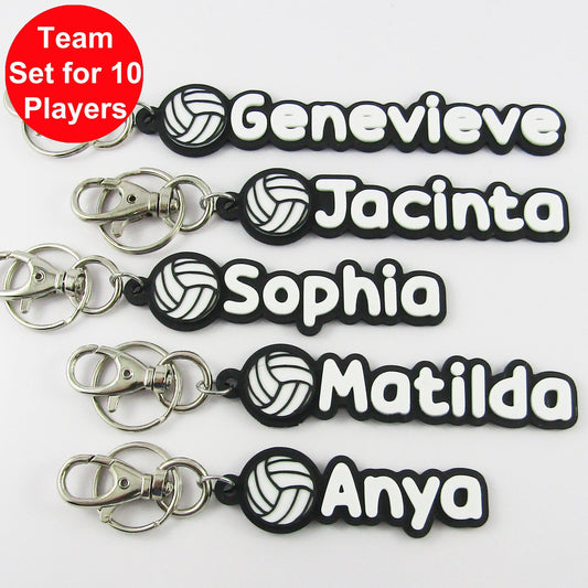 Set of 10 Personalised Netball Name Keychains