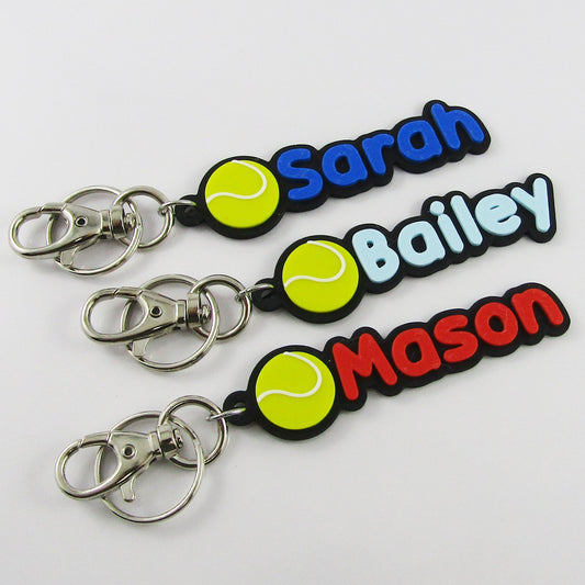 Personalised Tennis Name Keychain Custom Colours