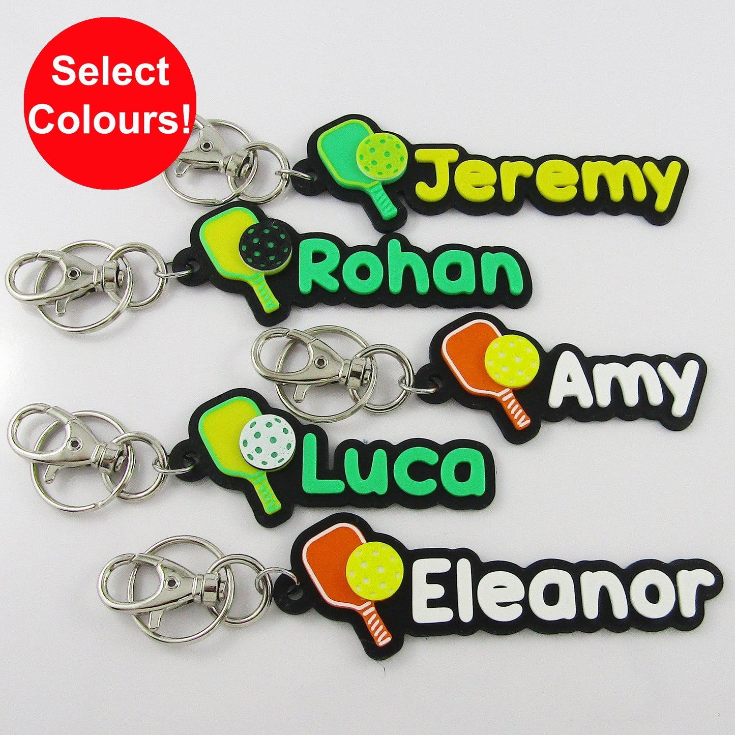 Personalised Pickleball Name Keychain Custom Colours